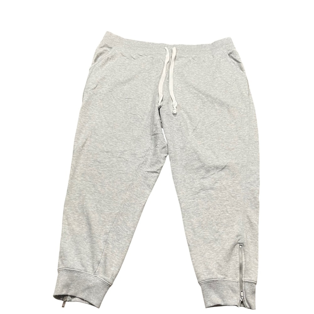 Aerie Womens XXL Gray Heathered Joggers Sweatpants Ankle Zip Pockets Drawstring